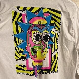 Rick And Morty Adult Swim Graphic Screen T-Shirt Long Sleeve White Size M NWOT